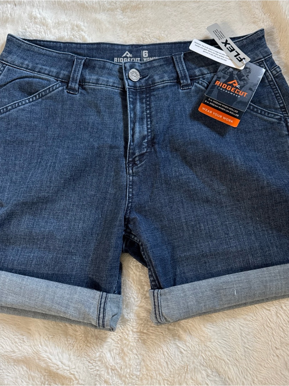 Ridgecut Women’s Dark Blue Roll-Cuff Denim Shorts
